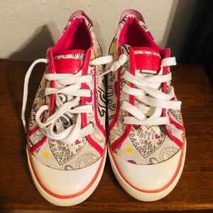 Coach Poppy Pink and White Graphic Sneakers